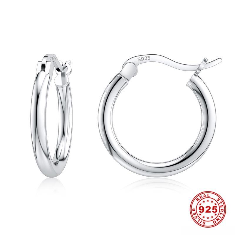 Small Elegant Hoop Earrings 925 Sterling Silver Nice Circle Round Huggie Hoop Earrings Luxury For Women Men Fashion