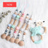 Modern Luxury Pacifier Clip Chain Beech Beads Silicone Elephant Pendant Baby Teething Nursing Clips Chain For Baby