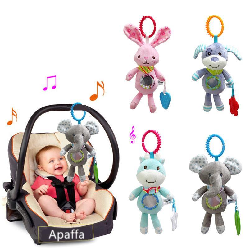 Modern Baby Rattles Stroller Hanging Soft Toy Mobile Cute Animal Doll Elephant Rabbit Dog Baby Crib Hanging Bell Toys For Kids and Baby