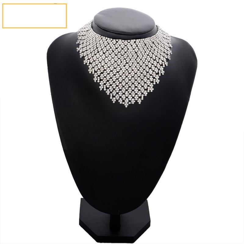 Luxury Shiny Rhinestone Choker Luxury Wedding Chocker Big Tassel Necklace For Women