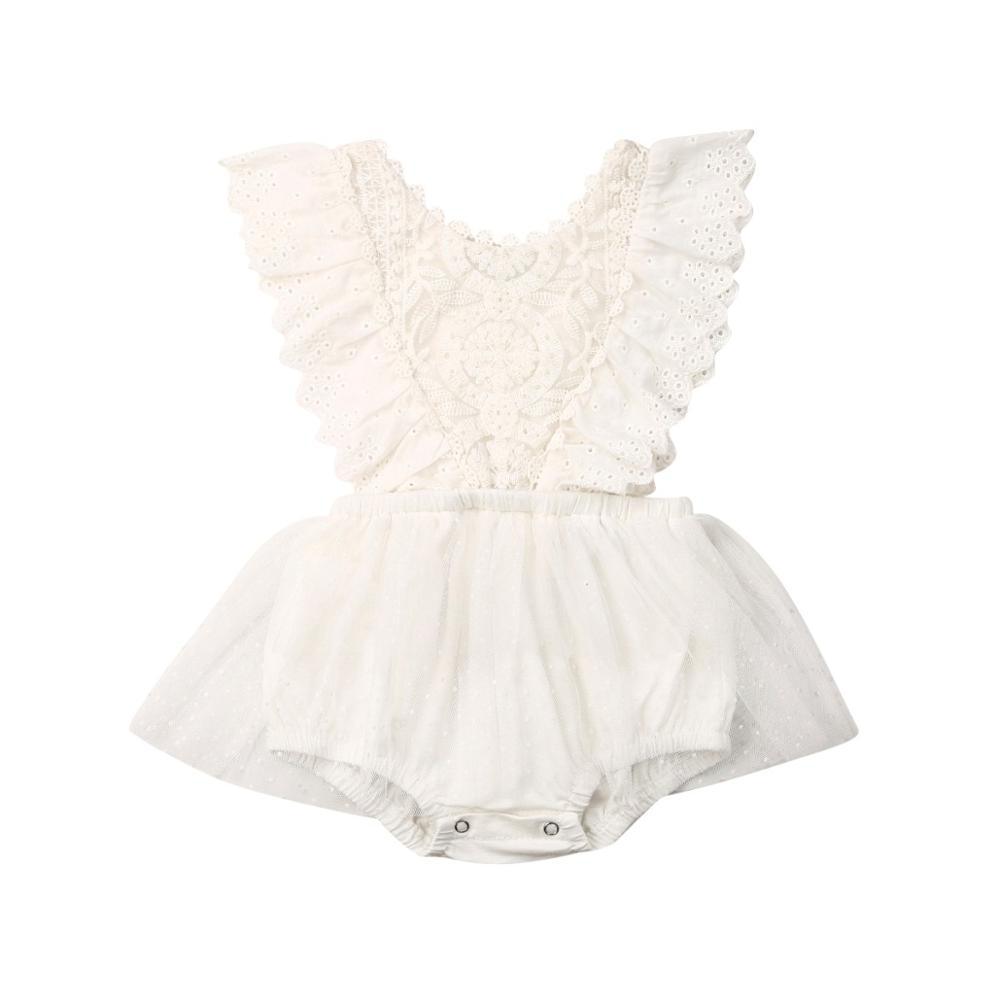 Modern Newborn Baby Girl Flower Lace Romper Bodysuit Jumpsuit Tutu Dress Outfit Clothes Made for Little Prinsess girls between 0-24Months