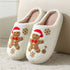 Christmas Slippers Gingerbread Slippers Women and Men Holiday Halloween Slippers Indoor Bedroom Fluffy Warm Fleece Slippers Winter Soft Cozy Home Non-Slip Soft Plush Slip-on Wool Lined House Shoes