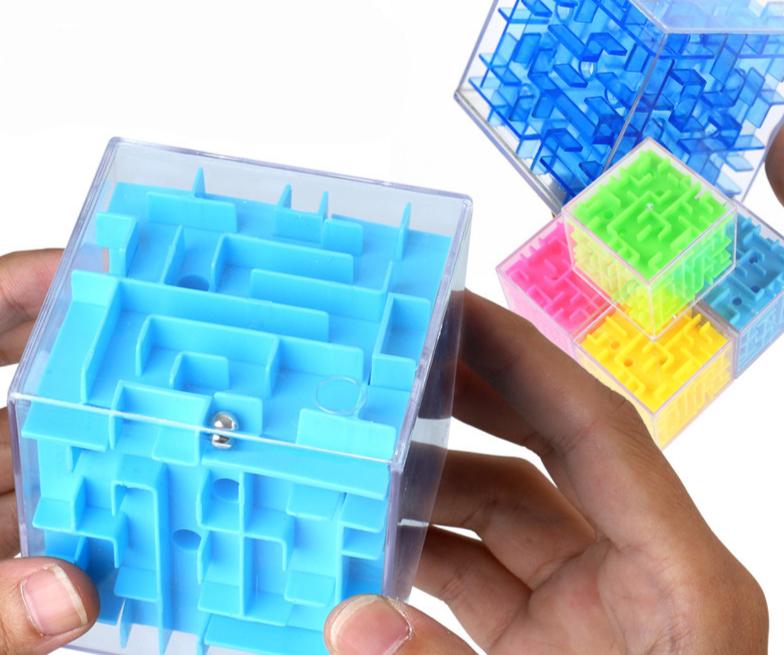 3D Maze Magic Cube Transparent Six-sided Puzzle Speed Cube Rolling Ball Game Maze Toys for Children Educational