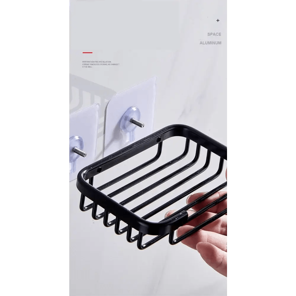 1 Pcs Creative Drill Free Soap Dish Holder Wall Mounted Storage Rack Holder Hollow Type Soap Sponge Dish Bathroom