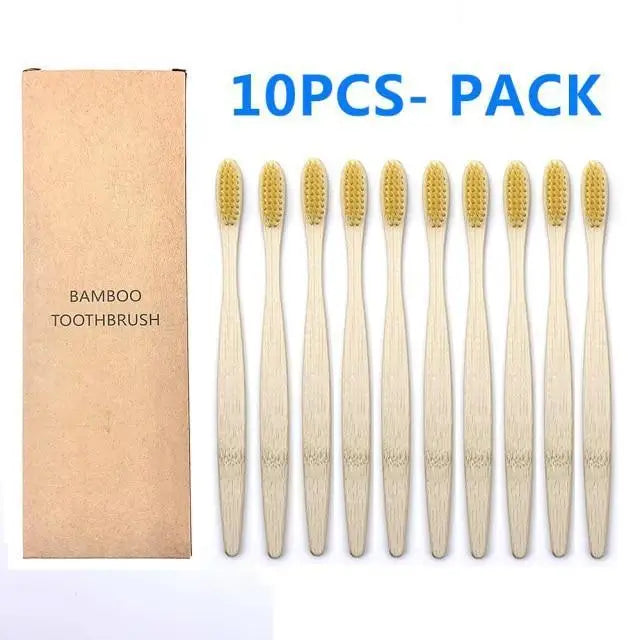 10 Pcs Natural Colorful Toothbrush Eco Friendly Soft Bamboo Toothbrush Bamboo Tooth Dental Oral Care Wood Tooth Brushes - STEVVEX Beauty - 10 pcs Toothbrush, 721, Bamboo Toothbrush, colorful Toothbrush, Eco Toothbrush, natural Toothbrush, Oral Care, simple Toothbrush, soft Toothbrush, Toothbrush - Stevvex.com