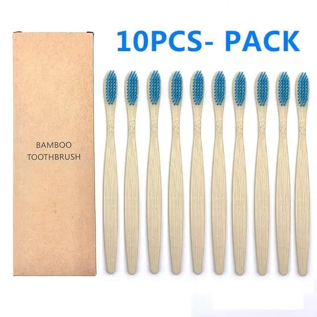 10 Pcs Natural Colorful Toothbrush Eco Friendly Soft Bamboo Toothbrush Bamboo Tooth Dental Oral Care Wood Tooth Brushes - STEVVEX Beauty - 10 pcs Toothbrush, 721, Bamboo Toothbrush, colorful Toothbrush, Eco Toothbrush, natural Toothbrush, Oral Care, simple Toothbrush, soft Toothbrush, Toothbrush - Stevvex.com