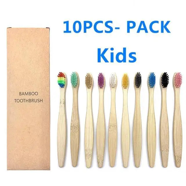 10 Pcs Natural Colorful Toothbrush Eco Friendly Soft Bamboo Toothbrush Bamboo Tooth Dental Oral Care Wood Tooth Brushes - STEVVEX Beauty - 10 pcs Toothbrush, 721, Bamboo Toothbrush, colorful Toothbrush, Eco Toothbrush, natural Toothbrush, Oral Care, simple Toothbrush, soft Toothbrush, Toothbrush - Stevvex.com