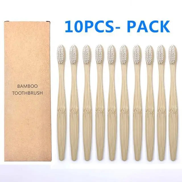 10 Pcs Natural Colorful Toothbrush Eco Friendly Soft Bamboo Toothbrush Bamboo Tooth Dental Oral Care Wood Tooth Brushes - STEVVEX Beauty - 10 pcs Toothbrush, 721, Bamboo Toothbrush, colorful Toothbrush, Eco Toothbrush, natural Toothbrush, Oral Care, simple Toothbrush, soft Toothbrush, Toothbrush - Stevvex.com