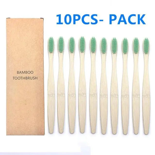 10 Pcs Natural Colorful Toothbrush Eco Friendly Soft Bamboo Toothbrush Bamboo Tooth Dental Oral Care Wood Tooth Brushes - STEVVEX Beauty - 10 pcs Toothbrush, 721, Bamboo Toothbrush, colorful Toothbrush, Eco Toothbrush, natural Toothbrush, Oral Care, simple Toothbrush, soft Toothbrush, Toothbrush - Stevvex.com