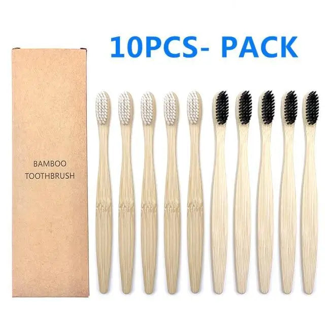 10 Pcs Natural Colorful Toothbrush Eco Friendly Soft Bamboo Toothbrush Bamboo Tooth Dental Oral Care Wood Tooth Brushes - STEVVEX Beauty - 10 pcs Toothbrush, 721, Bamboo Toothbrush, colorful Toothbrush, Eco Toothbrush, natural Toothbrush, Oral Care, simple Toothbrush, soft Toothbrush, Toothbrush - Stevvex.com