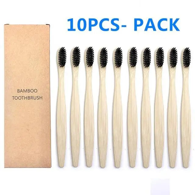 10 Pcs Natural Colorful Toothbrush Eco Friendly Soft Bamboo Toothbrush Bamboo Tooth Dental Oral Care Wood Tooth Brushes - STEVVEX Beauty - 10 pcs Toothbrush, 721, Bamboo Toothbrush, colorful Toothbrush, Eco Toothbrush, natural Toothbrush, Oral Care, simple Toothbrush, soft Toothbrush, Toothbrush - Stevvex.com