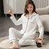 100% Cotton New Trendy  Pajamas For Women Full Sleeves Pajamas Button Down Winter Sleepwear Set Women White Cotton Pajamas 2021 - Treko - 2021 pajamas, 2021 trends, birthday gifts, comfortable pajamas, fashion 2021, new trend 2021, pajamas 2021, pajamas for women, pajamas set, trends 2021, trendy pajamas, trendy pajamas 2021, trendy pajamas for women, winter pajamas, winter pajamas 2021, winter women pajamas, women pajamas- Stevvex.com