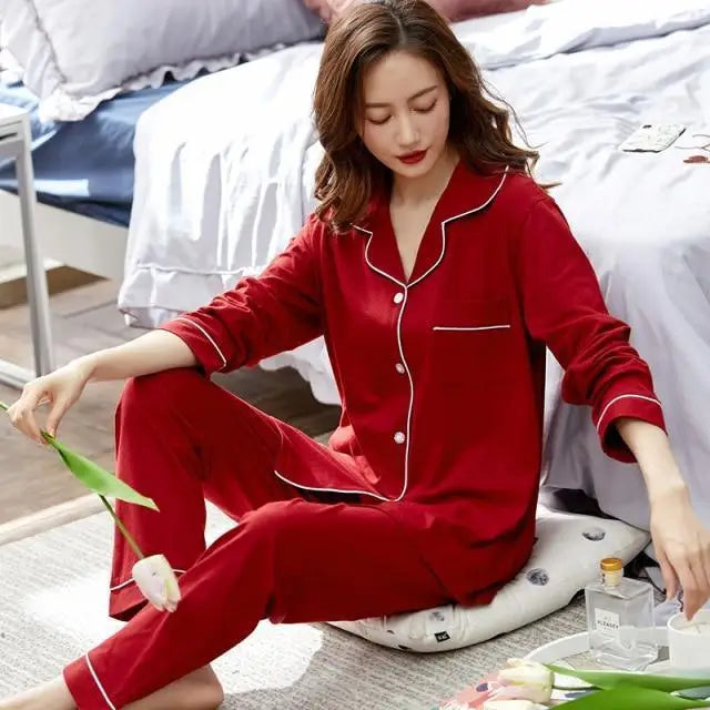 100% Cotton New Trendy  Pajamas For Women Full Sleeves Pajamas Button Down Winter Sleepwear Set Women White Cotton Pajamas 2021 - Treko - 2021 pajamas, 2021 trends, birthday gifts, comfortable pajamas, fashion 2021, new trend 2021, pajamas 2021, pajamas for women, pajamas set, trends 2021, trendy pajamas, trendy pajamas 2021, trendy pajamas for women, winter pajamas, winter pajamas 2021, winter women pajamas, women pajamas- Stevvex.com