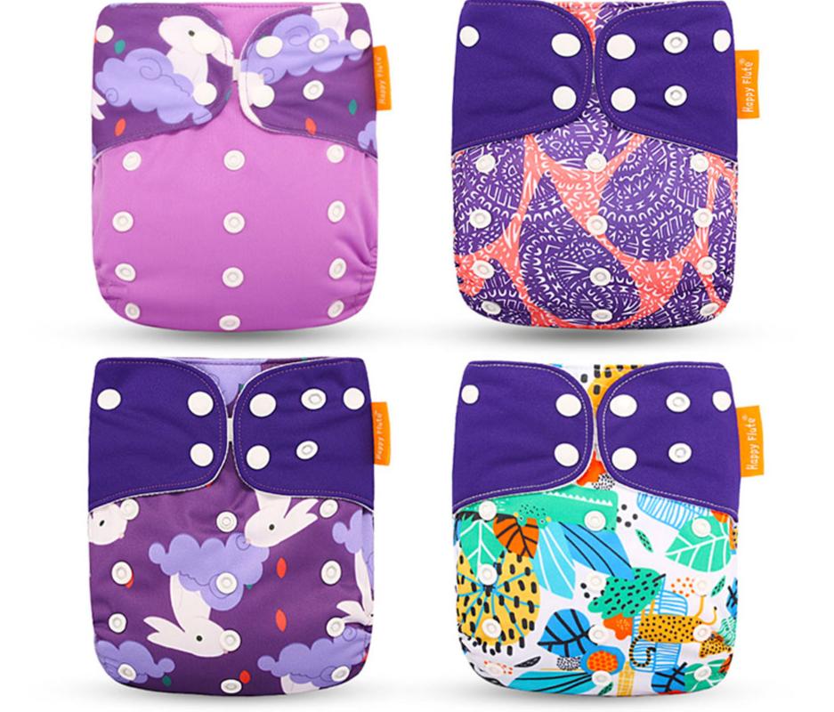 4pcs/set Washable Eco-Friendly Cloth Diaper Cover Adjustable Nappy Cloth Diapers Cloth Nappy For Baby Boys and Grils Baby