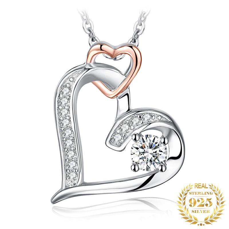 Modern Trend New  Infinity Heart Pendant Necklace 925 Sterling Silver Choker Statement Necklace Women Silver 925 Luxury Jewelry  Design