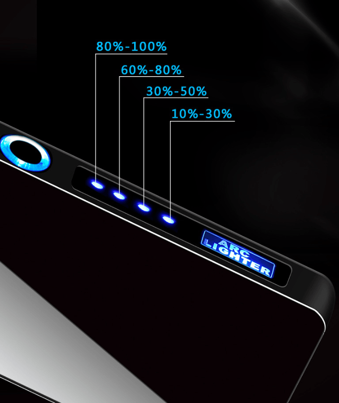 Lighter - Electric Lighter Modern Metal Windproof Double ARC Plasma Lighter USB Rechargeable with Battery Indicator