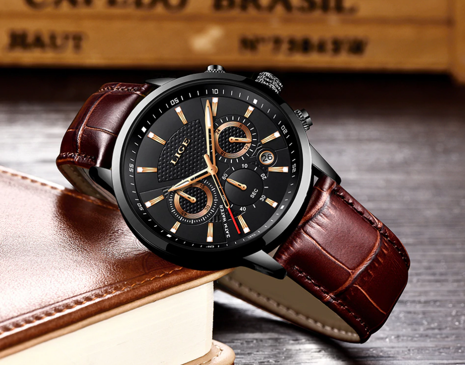 Men's  Waterproof Watch With Chronometers Day View Sport Analog Watches Excellent Look Perfect Gift For Him