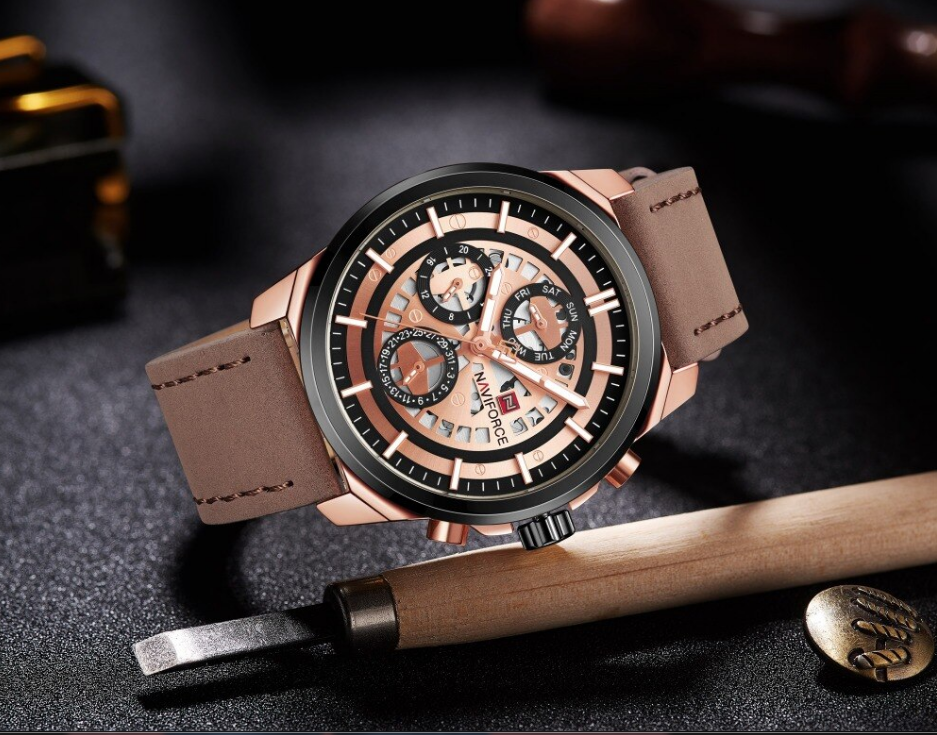 Sports Men's Leather Waterproof Date Display Casual Analog Luxury Watches Unique Design Perfect Gift