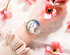 Womens Watches With Decoupage Flower Patterns And Details Of Large Roman Numbers