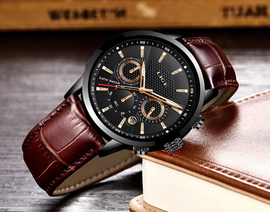 Men's  Waterproof Watch With Chronometers Day View Sport Analog Watches Excellent Look Perfect Gift For Him