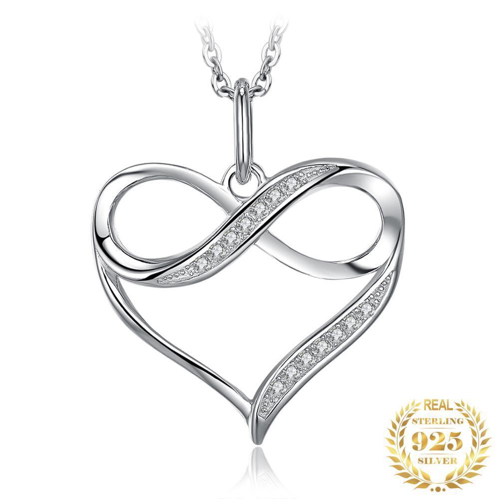 Infinity Love Heart Silver Pendant Necklace 925 Sterling Silver Choker Statement Necklace Women Silver 925 Jewelry