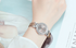 Women's Modern Wrist Watch With  Leather Belt Steel Case With Shining Background And Zircons On Dial Perfect Gift For Her