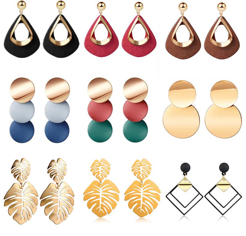 New Elegant Luxury Vintage Geometric Gold Dangle Drop Earrings For Women And Female Wedding