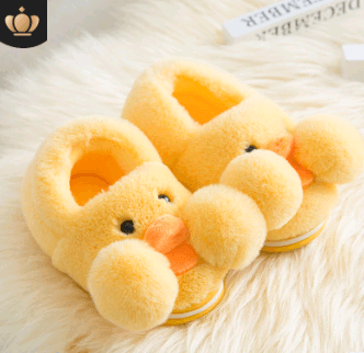 Winter Cute Cartoon Kids Soft Cotton Shoes Baby Shoe Small Yellow Duck Slippers For Children