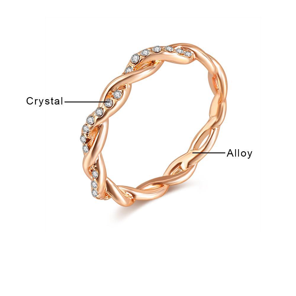 Rose Gold Color Twist Classical Cubic Zirconia Wedding Engagement Ring for Woman Girls Austrian Crystals Gift Rings