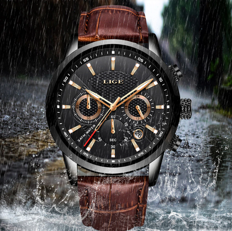 Men's  Waterproof Watch With Chronometers Day View Sport Analog Watches Excellent Look Perfect Gift For Him