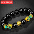 Luxury Black Obsidian Stone Beads Bracelet Gold Color Buddha Good Luck Wealth Bracelets for Women and Men