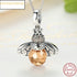 New 925 Sterling Silver Lovely Orange Bee Animal Cute Pendants Luxury Necklace for Elegant Women Fine Jewelry