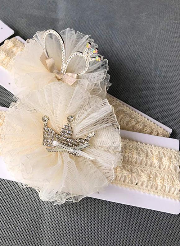 ILuxury Handmade Infant Child Hair Band Three-dimensional Alloy Rhinestone Crown Headdress  Elastic Headband Turban For Baby Girls