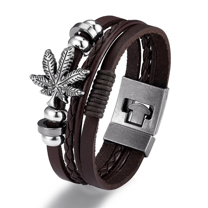 Elegant Fashion Bracelet Genuine Leather Amazing Multi-Layer Anchor Luxury Bracelet For Men Vintage Punk Rock For Women Alloy Beads Nautical Jewelry