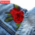 Modern Luxury Baby Girls Outerwear Jeans Coat Ripped Embroidery Jackets For Girls With Roses