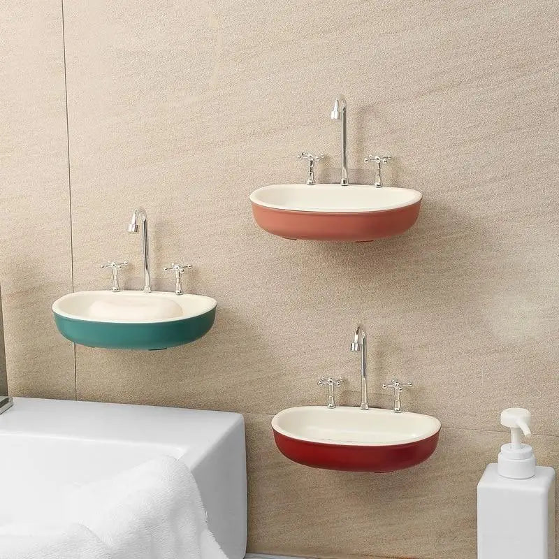 1Pcs Faucet Shape Draining Soap Dish Portable Bathroom Products Double Layer 3Colors Eco - friendly Soap Box Draining