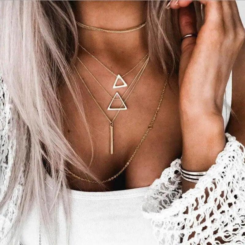 2021 New Bohemian Multilayer Cross Gold Pendant Necklaces For Women Fashion Punk Trend Fashion Necklace Jewelry