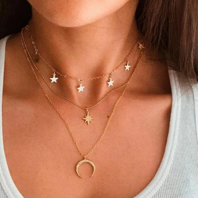 2021 New Bohemian Multilayer Cross Gold Pendant Necklaces For Women Fashion Punk Trend Fashion Necklace Jewelry