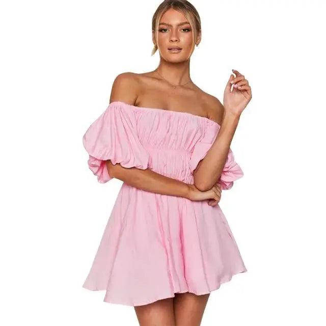 2021 New Classical Women Mini Dress Short Puff Sleeve Loose Back Dress - Fashion Clothes for Women - ALLURELATION - 578, Best choice for ladies, Best choice for the gift, best quality dress, Best selling dresses, Cute Dresses, elegance ladies dress, elegance style dress, Fashion Dresses, gift for birthday, gift for the anniversary, luxury dress, Stylish dress, Stylish Dresses, summer collection, Summer Dresses - Stevvex.com