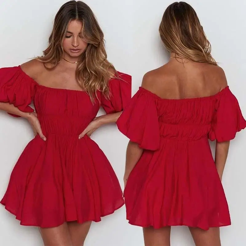 2021 New Classical Women Mini Dress Short Puff Sleeve Loose Back Dress - Fashion Clothes for Women - ALLURELATION - 578, Best choice for ladies, Best choice for the gift, best quality dress, Best selling dresses, Cute Dresses, elegance ladies dress, elegance style dress, Fashion Dresses, gift for birthday, gift for the anniversary, luxury dress, Stylish dress, Stylish Dresses, summer collection, Summer Dresses - Stevvex.com