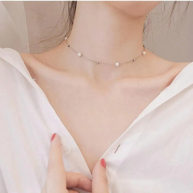 2021 New Fashion 925 Sterling Silver Pearl Choker Necklace luxury Jewelry For Women - Elegant Fashion Jewelry for women