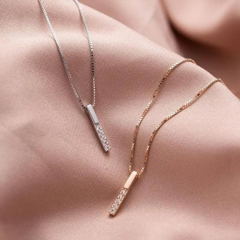 2021 New Fashion Aesthetic 925 Sterling Silver Vertical Bar Slidable Romantic Pendant Necklace - Fashion Jewelry for women - ALLURELATION - 572, Aesthetic jewelry, cute Fashion jewelry, Cute jewelry for women, elegant necklace, fashion, fashion necklace, gift, gifts for Girlfriend, gifts for loved ones, Jewelry, jewelry for women, Luxury necklace, modern necklace, Necklace, Silver Jewelry, simple necklace for women, Stylish jewelry, Women fashion jewelry, womens necklace - Stevvex.com