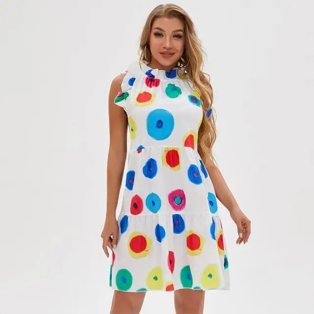 2021 New Fashion Cute Stylish Dot Printed Sleeveless Women Dress - Fashion Dresses for women - ALLURELATION - 578, Best choice for ladies, Best choice for the gift, best quality dress, Best Selling Dresses, Cute Dresses, cute summer dresses, elegance ladies dress, elegance style dress, fancy gift, Fashion Dresses, gift for birthday, gift for the anniversary, luxury dress, luxury polka print dress, Stylish Dresses - Stevvex.com