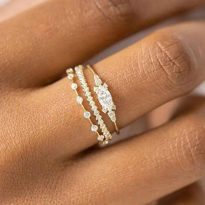 2021 New Luxury Trendy Elegant Gold Color Rings For women - Fashion Style Women Jewelry Party Engagement Birthday