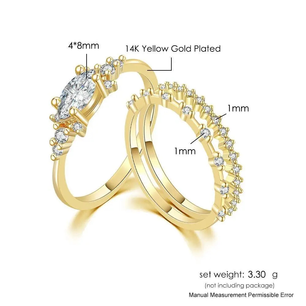 2021 New Luxury Trendy Elegant Gold Color Rings For women - Fashion Style Women Jewelry Party Engagement Birthday