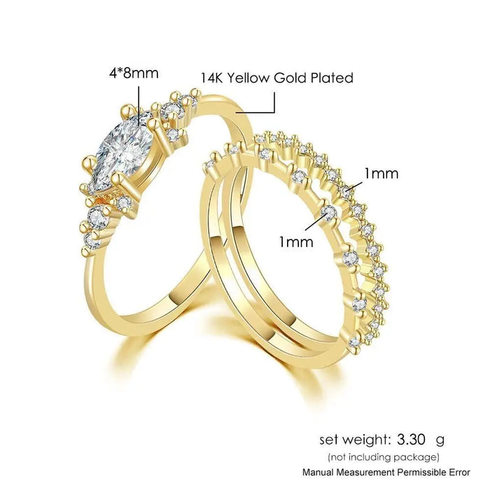 2021 New Luxury Trendy Elegant Gold Color Rings For women - Fashion Style Women Jewelry Party Engagement Birthday