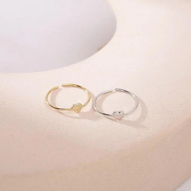 2021 Simple Fashion Aesthetic Adjustable 925 Sterling Silver Small Heart Ring - Elegant Ring Jewelry Promise Wedding