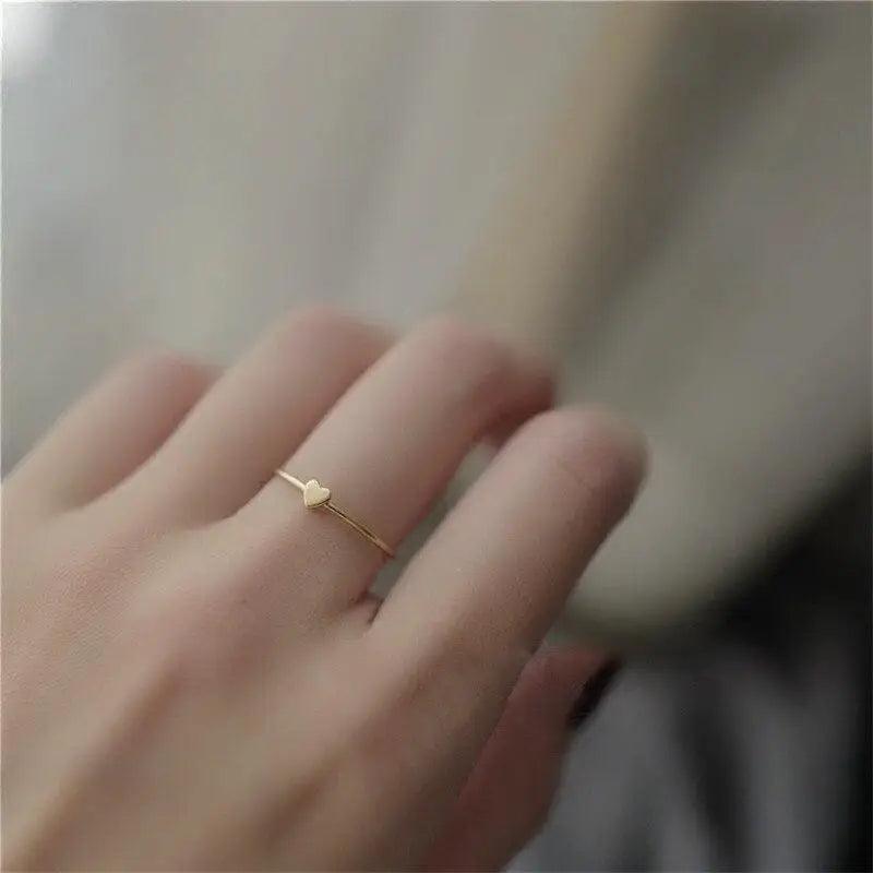 2021 Simple Fashion Aesthetic Adjustable 925 Sterling Silver Small Heart Ring - Elegant Ring Jewelry Promise Wedding