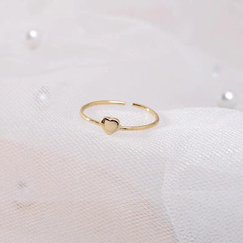 2021 Simple Fashion Aesthetic Adjustable 925 Sterling Silver Small Heart Ring - Elegant Ring Jewelry Promise Wedding