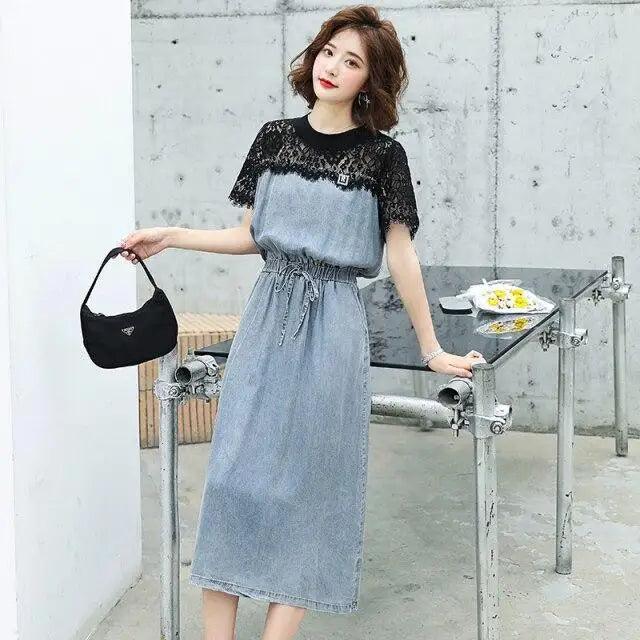 2021 Stylish Denim Jeans Modern Short Sleeve Summer Dress - Fashion Dresses for women Party Outfits - ALLURELATION - 578, Best choice for ladies, Best choice for the gift, best quality dress, Cute women Dresses, Denim Dresses, Dresses, Dresses for women, fancy gift, Fashion Dresses, fashionable outfit, gift for birthday, gift for the anniversary, luxury dress, modern casual dress, Stylish dress, Stylish Dresses - Stevvex.com